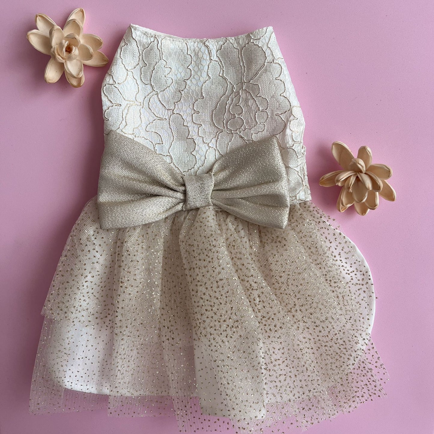 VESTIDO GALA PERLA DORADO