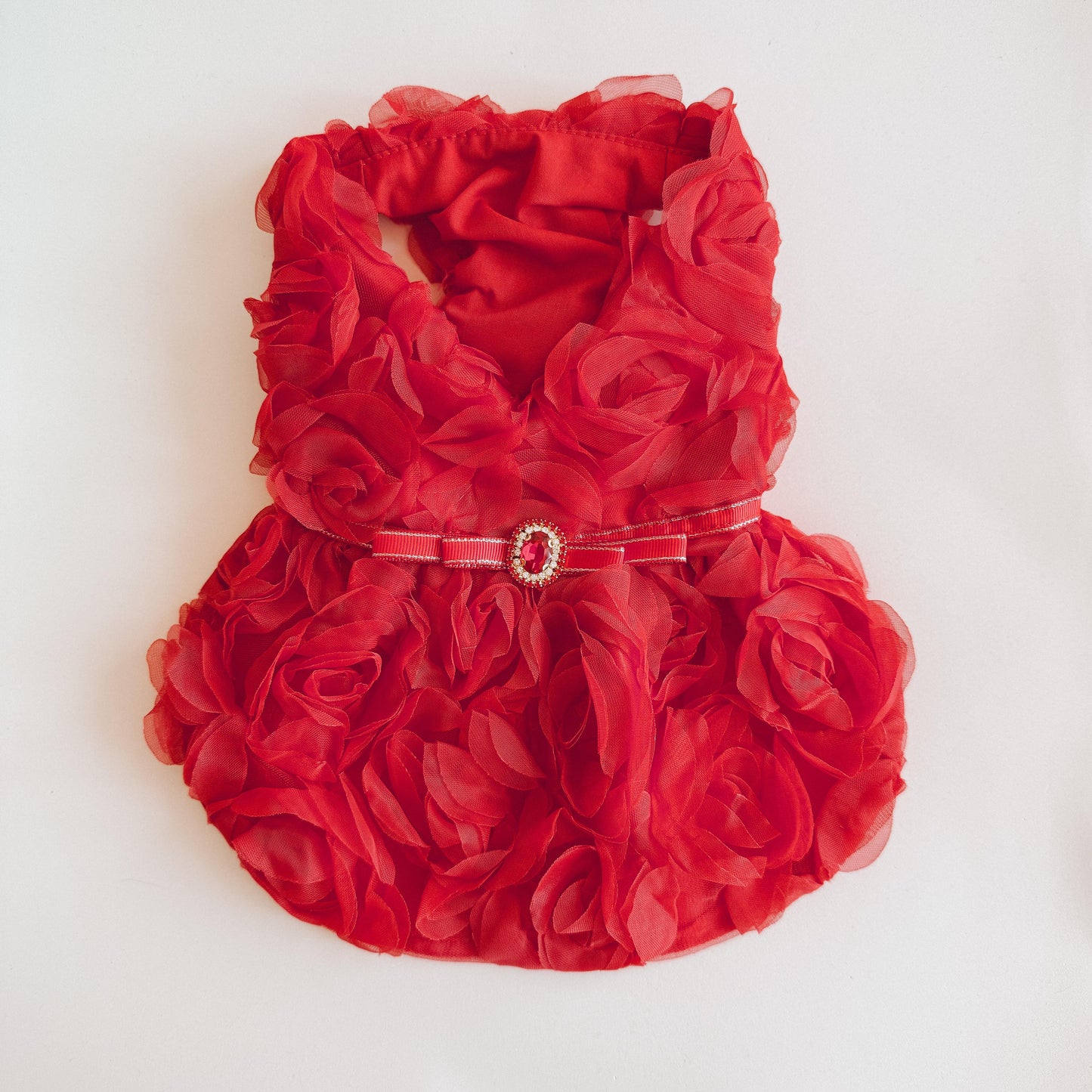 VESTIDO DE NAVIDAD ROJO ROSAS