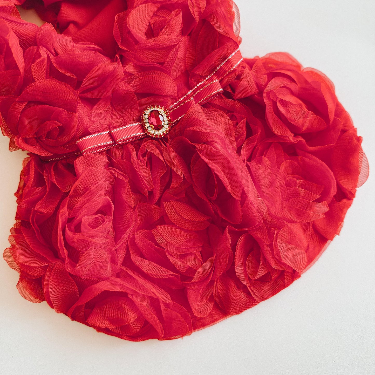 VESTIDO DE NAVIDAD ROJO ROSAS