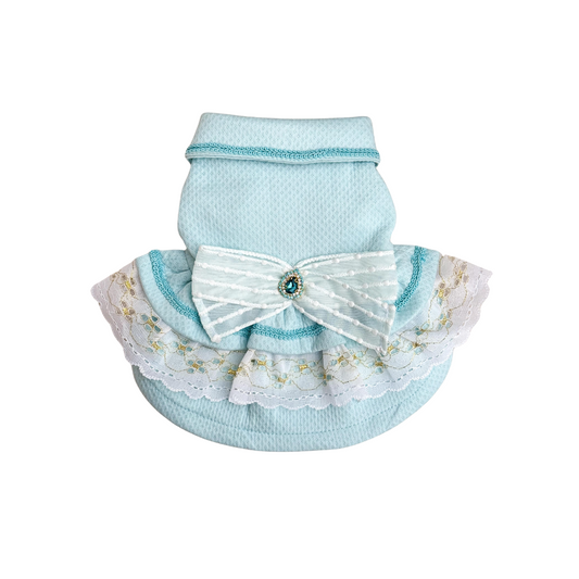 VESTIDO ABRIGO JACQUARD VERDE AGUA