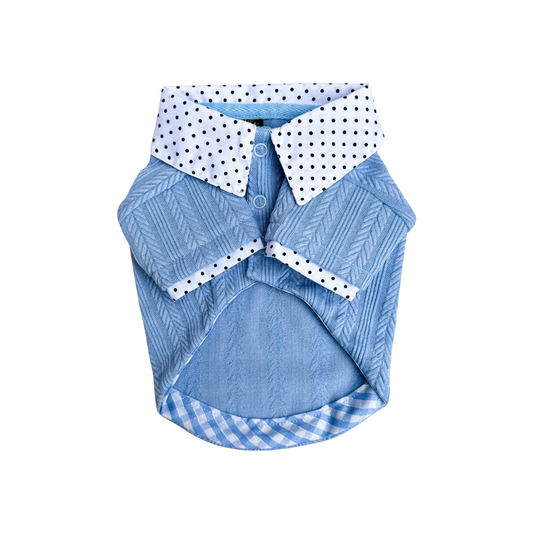 SWEATER CELESTE CUELLO CAMISA