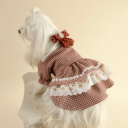 VESTIDO CASUAL NAVIDEÑO ROJO CUADROS