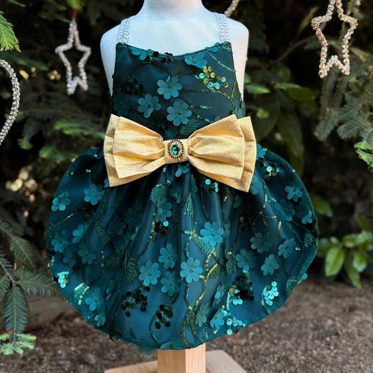 VESTIDO GALA NAVIDEÑO VERDE