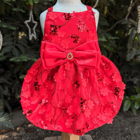 VESTIDO GALA NAVIDEÑO ROJO