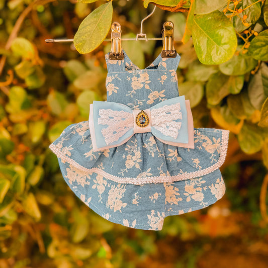 VESTIDO CHAMBRAY FLORES
