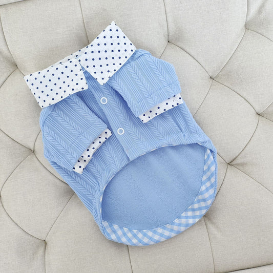 SWEATER CELESTE CUELLO CAMISA