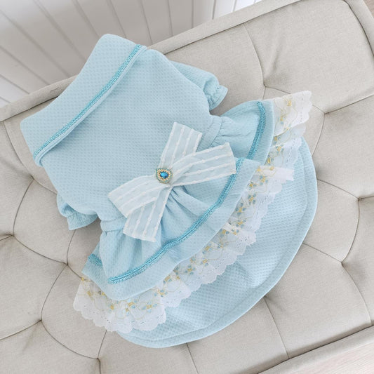 VESTIDO ABRIGO JACQUARD VERDE AGUA